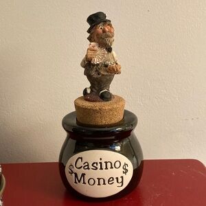 Casino Money Jar with Gambler on Lid